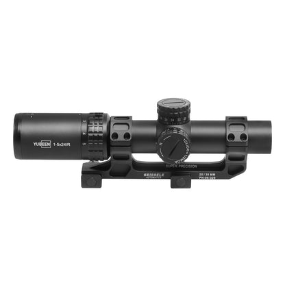 YUBEEN 1-5x24 IR Optical Rifle Scope Red & Green Compact Tactical Rifle Scope